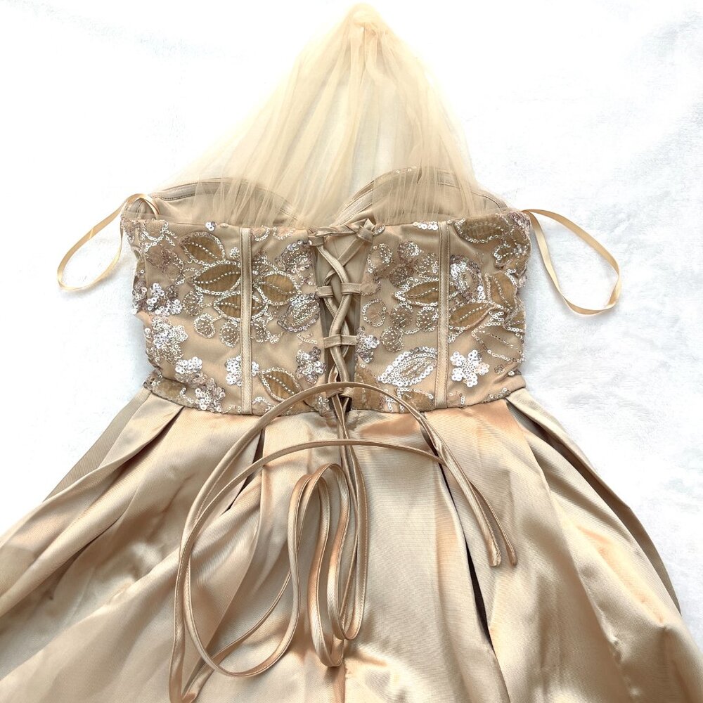 NWOT Faeriesty Sequin Top Strapless Champagne Gown Dress - Picture 8 of 11